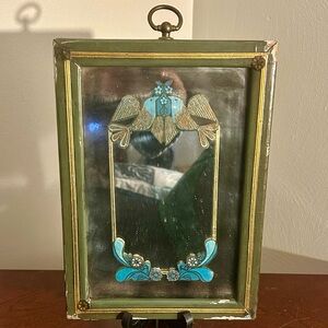 Vintage 1960s-70s Art Nouveau Studio Wood Framed Mirror Hollywood Regency Style